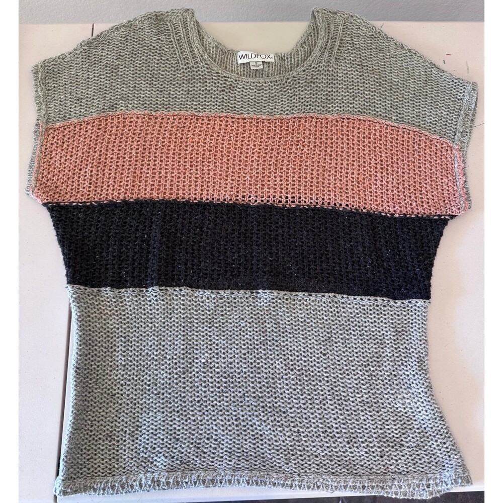 Wildfox Colorblock Knit Sweater | Wool Blend | Oversized Slouchy Fit | Size S